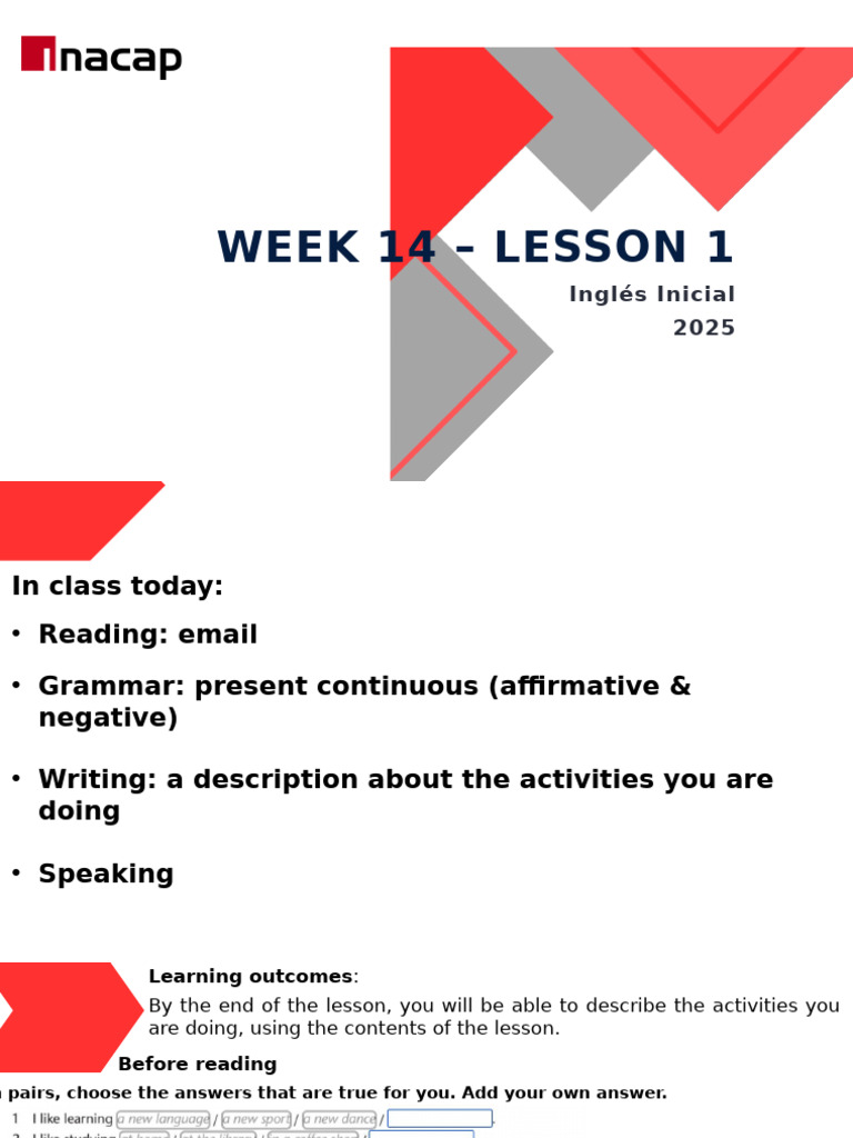 Present Continuous Lesson Plan | PDF