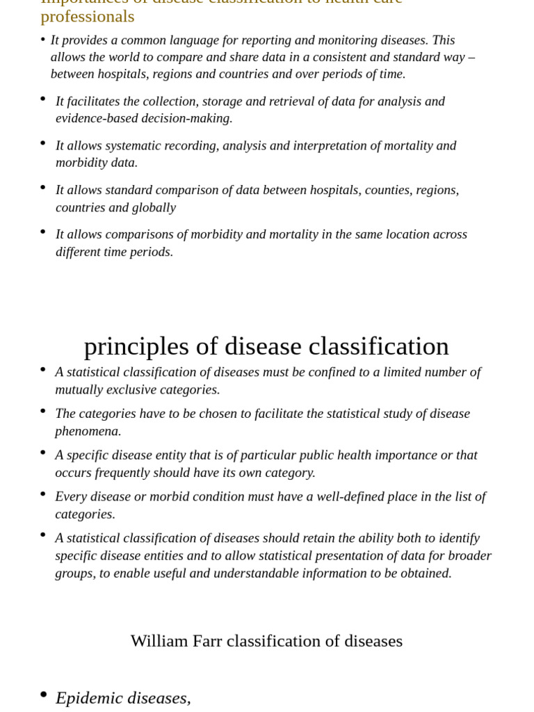 Importance of Disease Classification in Healthcare | PDF | Medical ...