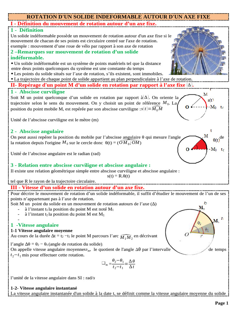 Mouvement de rotation uniforme d'un solide | PDF | Mouvement de ...