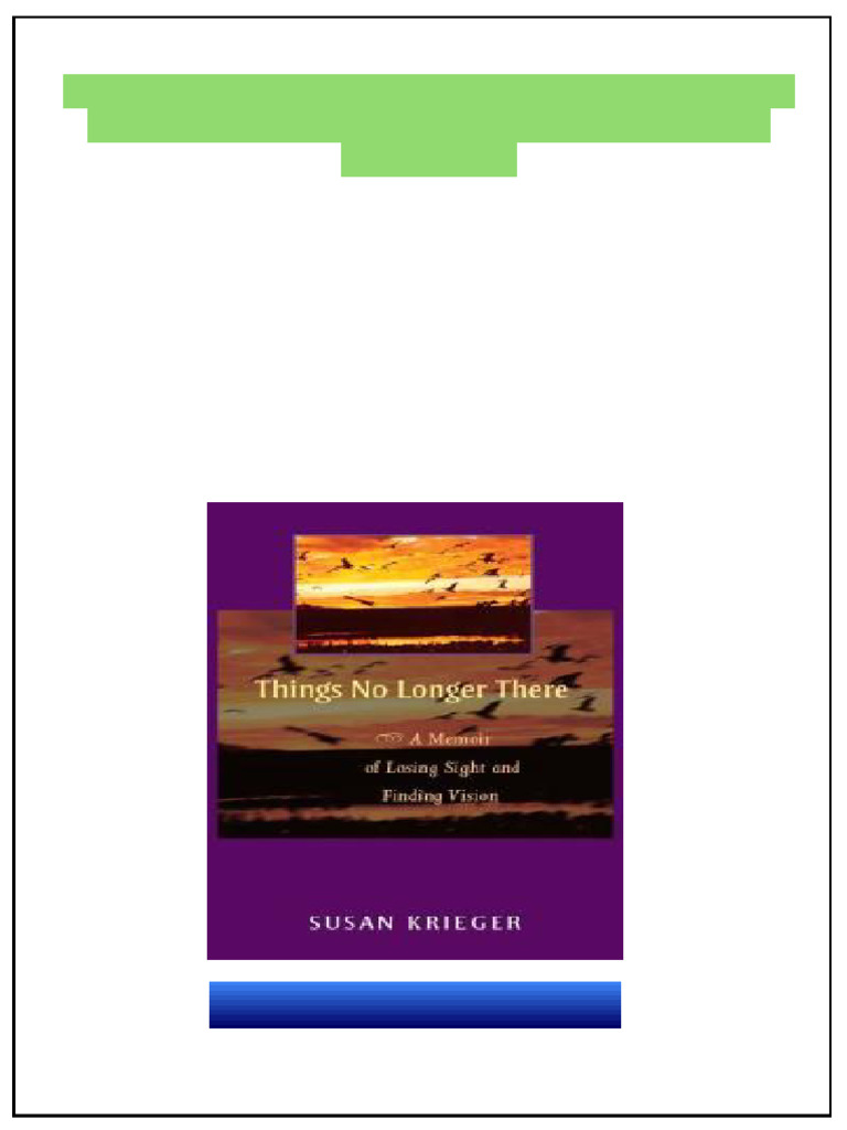 Things No Longer There A Memoir of Losing Sight and Finding Vision 1st ...