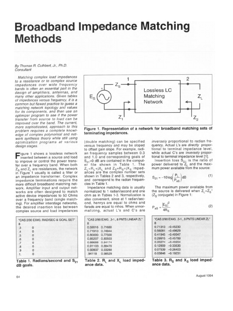 Broadband Impedance Matching | PDF