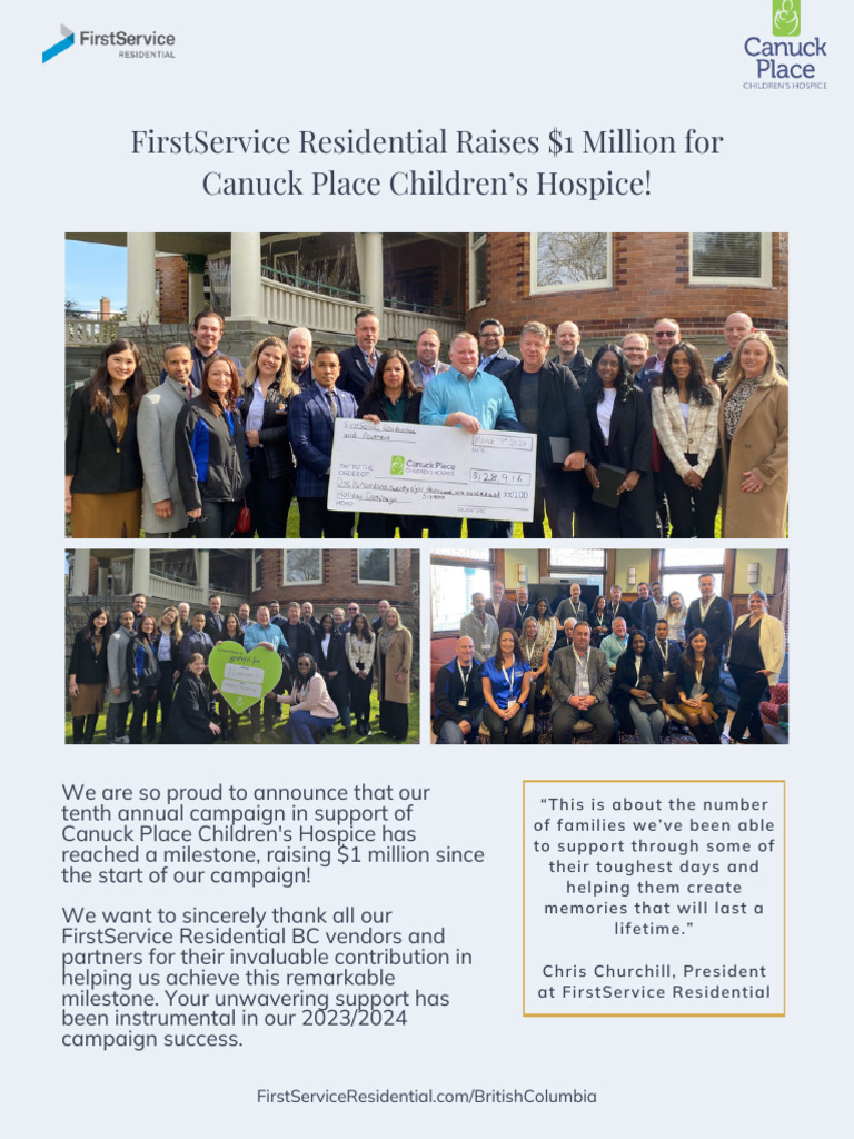 FirstService Residential Raises $1M for Canuck Place | PDF