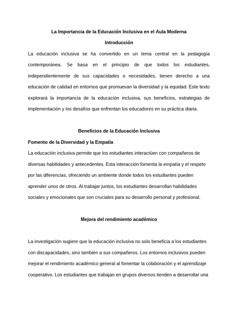 Educación Inclusiva: Clave para el Aula | PDF | Aprendizaje | Plan de ...