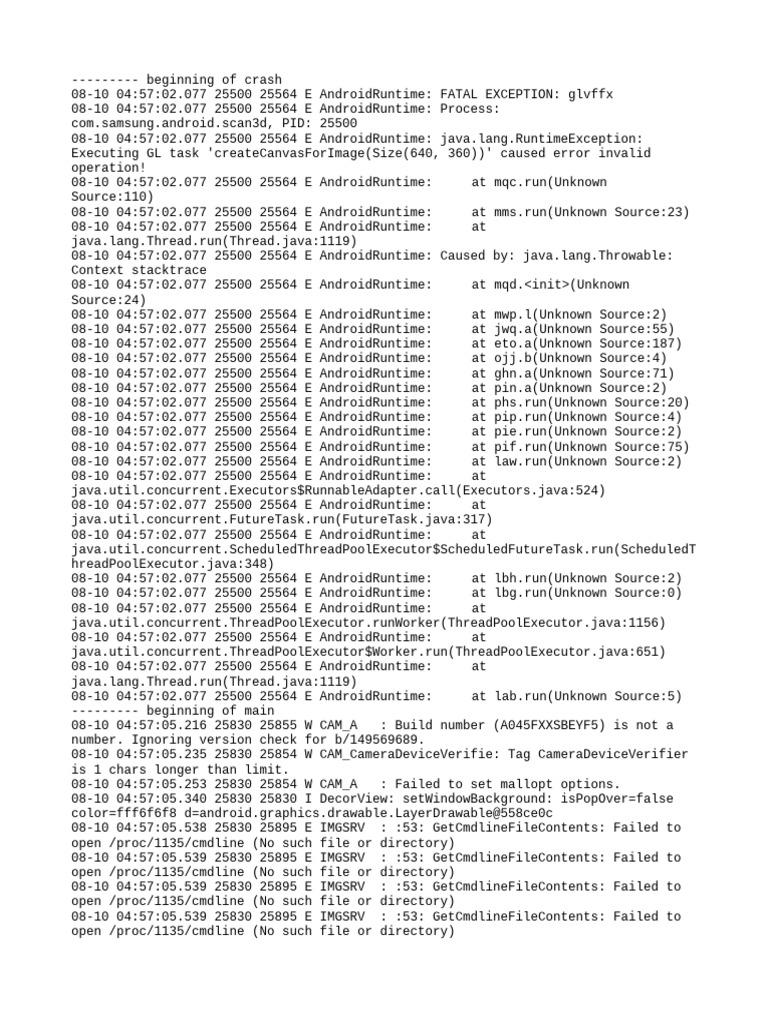 Android Runtime GL Task Error Log | PDF | Operating System Technology ...