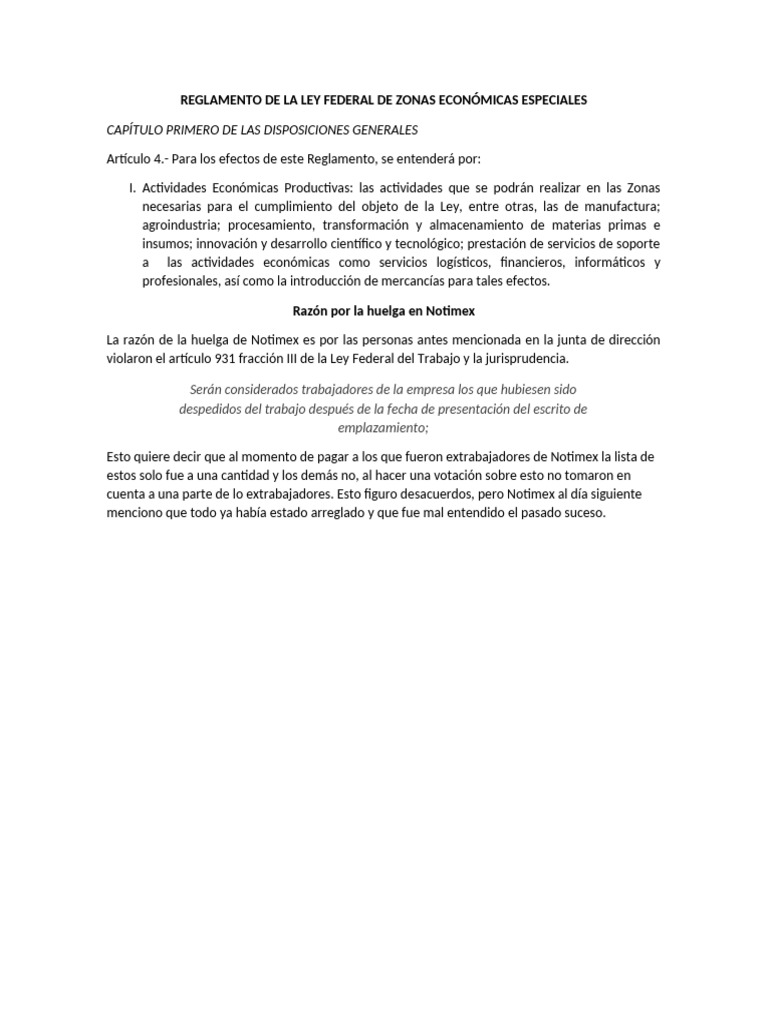 Reglamento de Zonas Económicas Especiales | PDF
