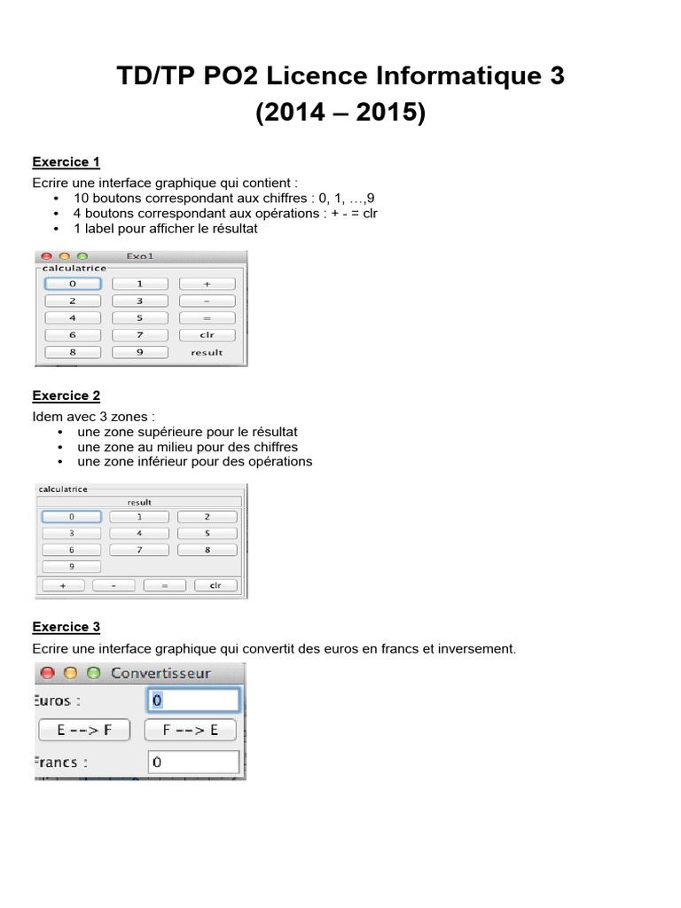 Interface graphique en Java : exercices pratiques | PDF | Logiciel ...