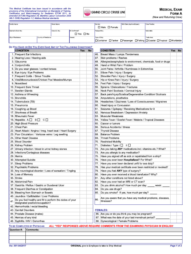 GCCL Medical Certificate With D&A | PDF