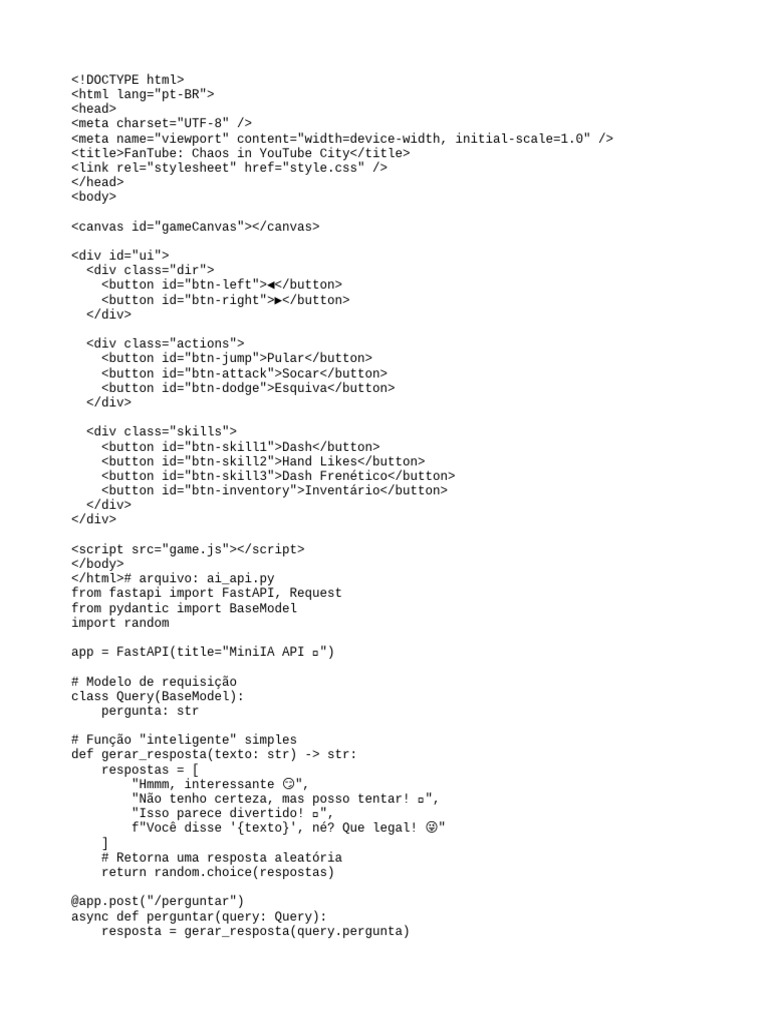 HTML Game Script for FanTube | PDF | Computing