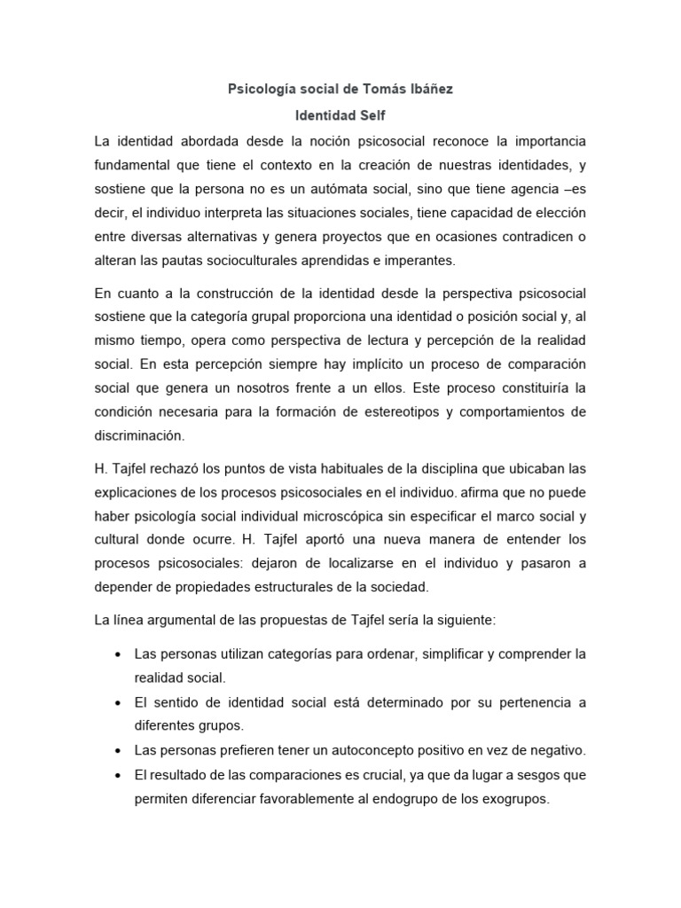 Psicología Social y Construcción de Identidad | PDF | Psicología Social ...