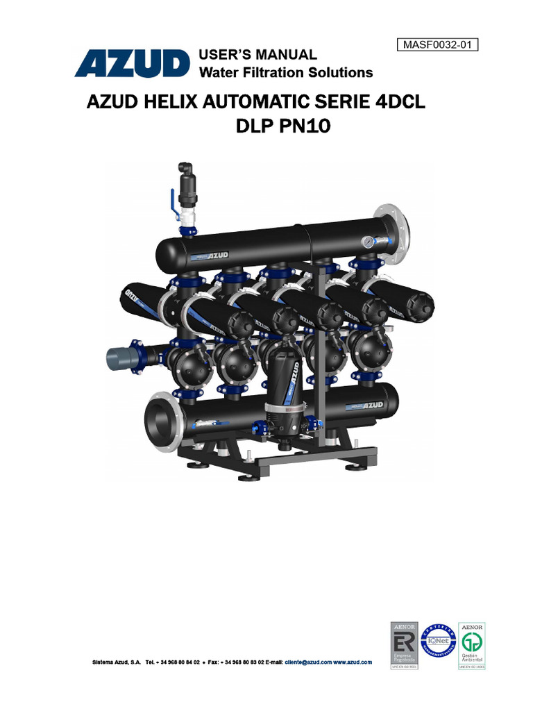 AZUD Helix Automatic Filter Manual | PDF | Valve | Filtration
