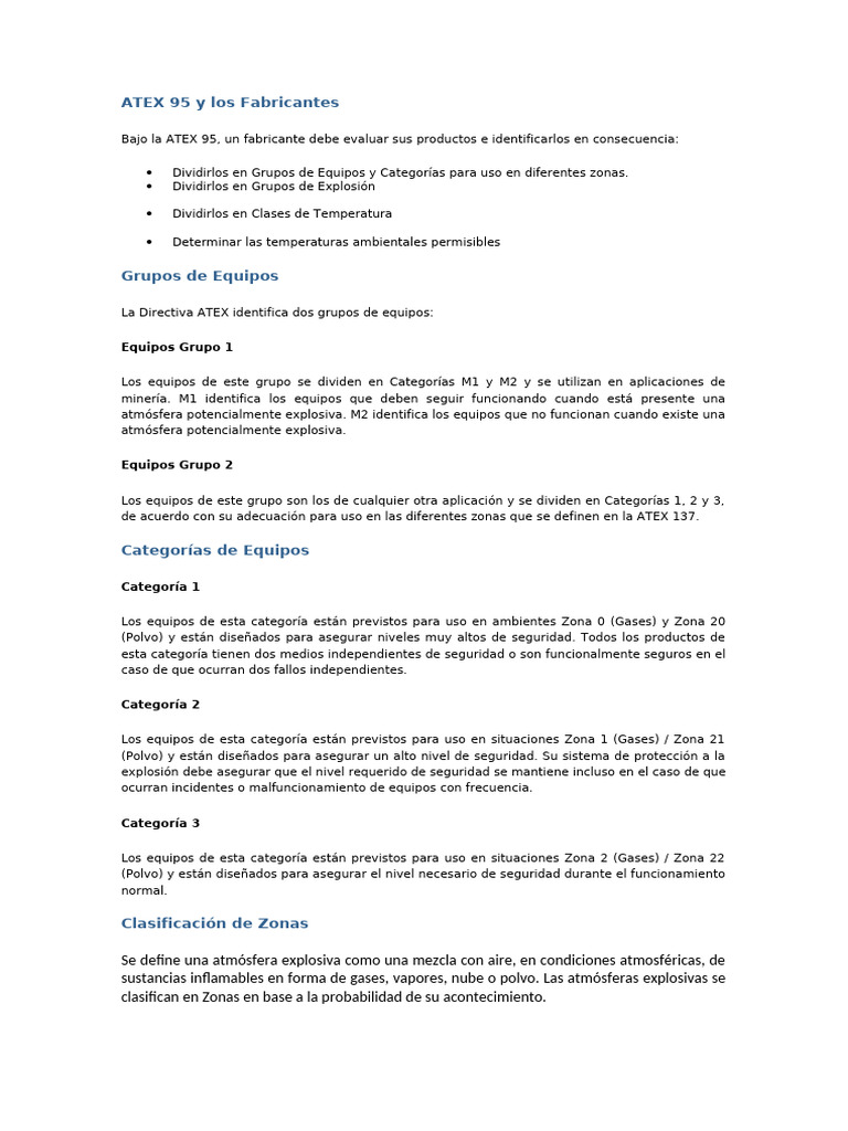 Clasificación de Equipos y Zonas ATEX | PDF | Gases | Atmósfera