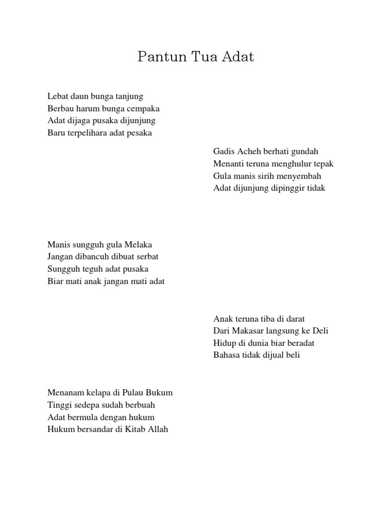 Pantun Tua Adat  PDF