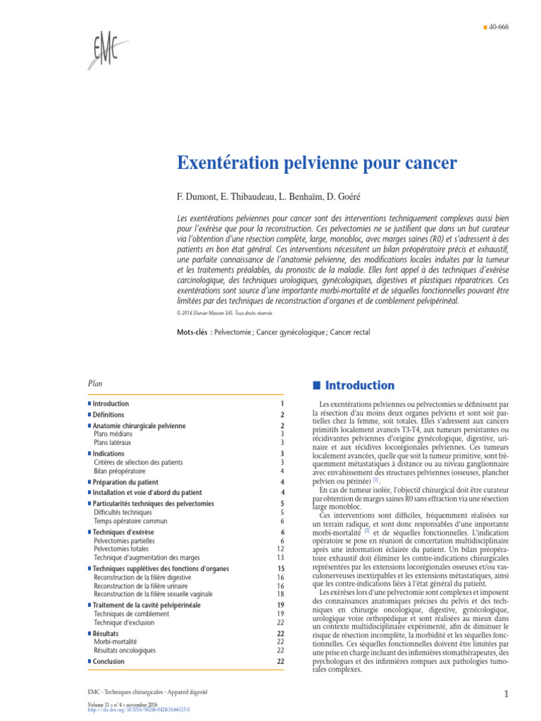 Exentération pelvienne pour cancer | PDF | Utérus | Tomographie par ...
