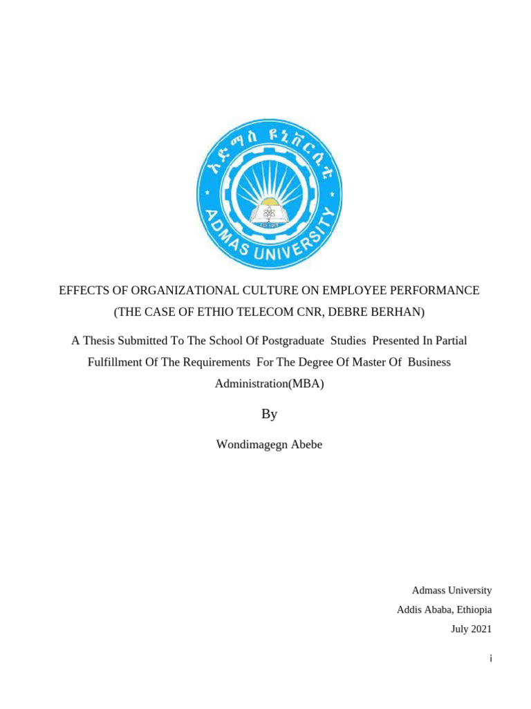 Wondimagegn Abebe Asfaw Final Thesis 1234567890 | PDF | Organizational ...