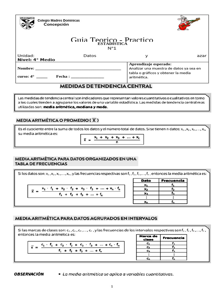 Estadística y Análisis de Datos 4° Medio | PDF | Modo (Estadísticas)