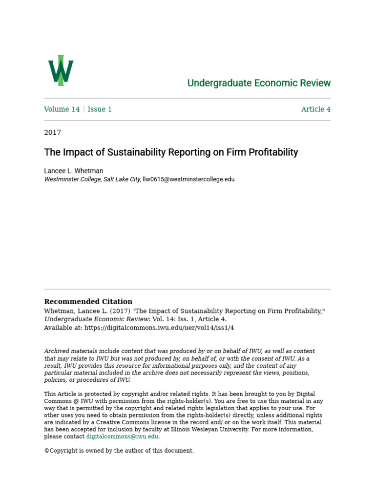 Sustainability Reporting & Firm Profitability | PDF | Capital Structure ...