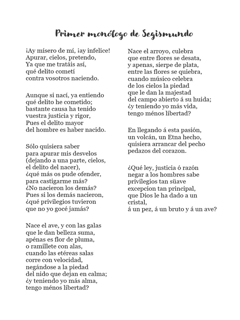 Primer monólogo de Segismundo | PDF