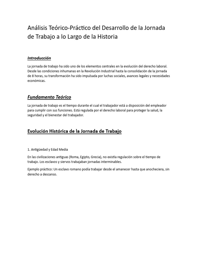 Evolución de la Jornada Laboral Histórica | PDF | Derecho laboral ...