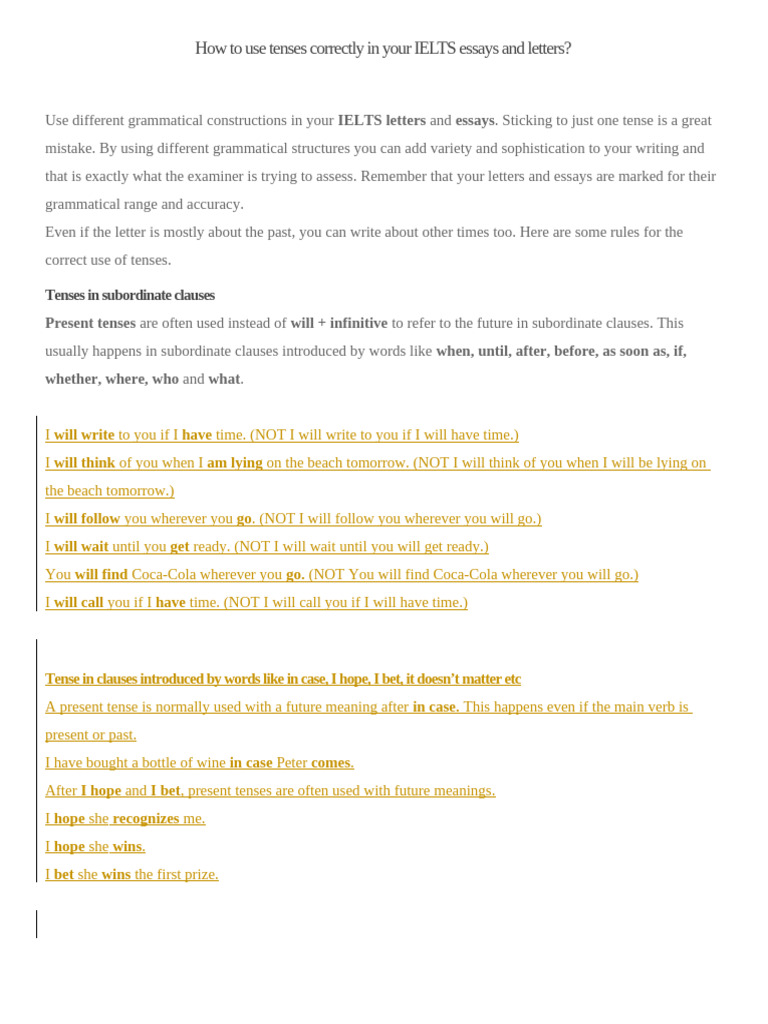 Mastering Tenses for IELTS Writing | PDF | Verb | Grammatical Tense