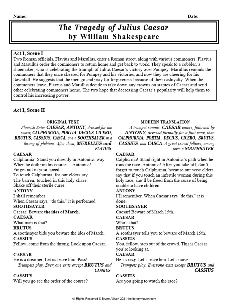 Julius Caesar Act 1 Scene Analysis | PDF | Mark Antony | Julius Caesar