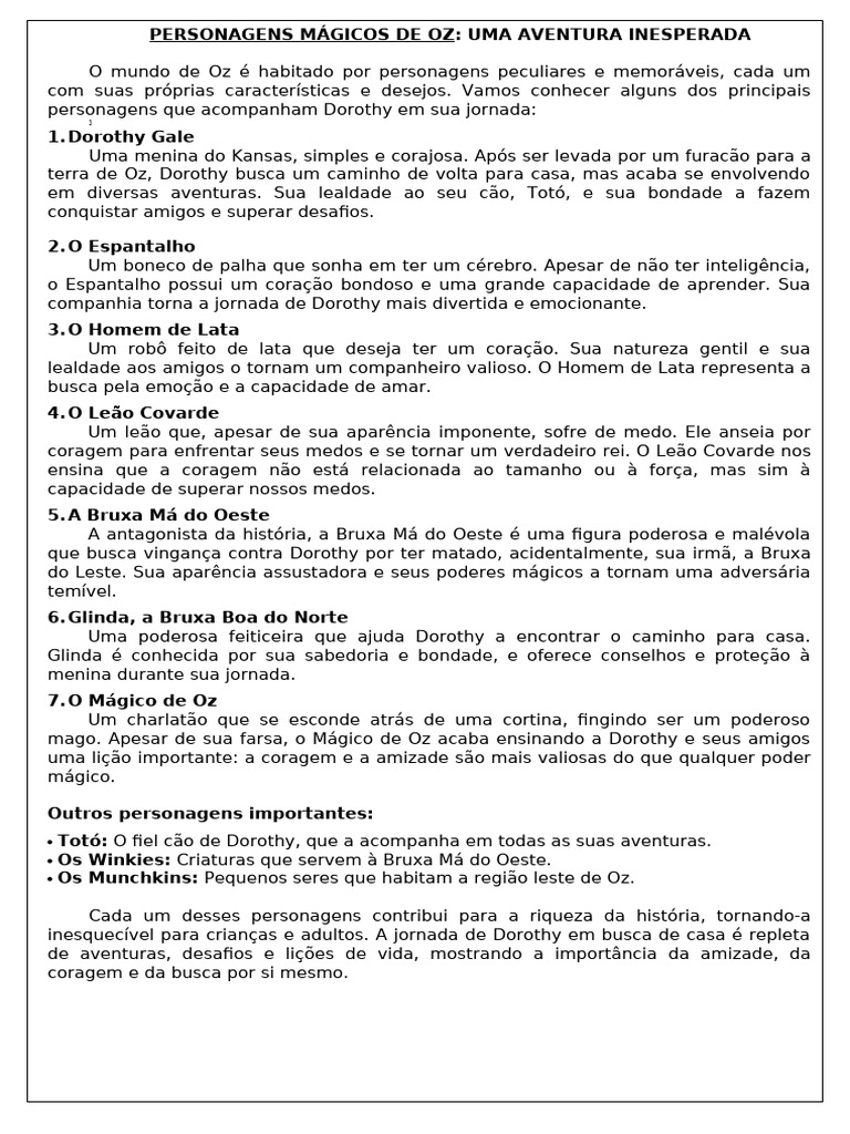Personagens Magico de Oz | PDF | Dorothy Gale, image size:768x1024