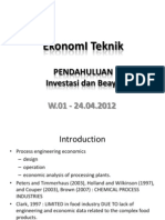 Ekonomi Teknik: Pendahuluan Investasi Dan Beaya