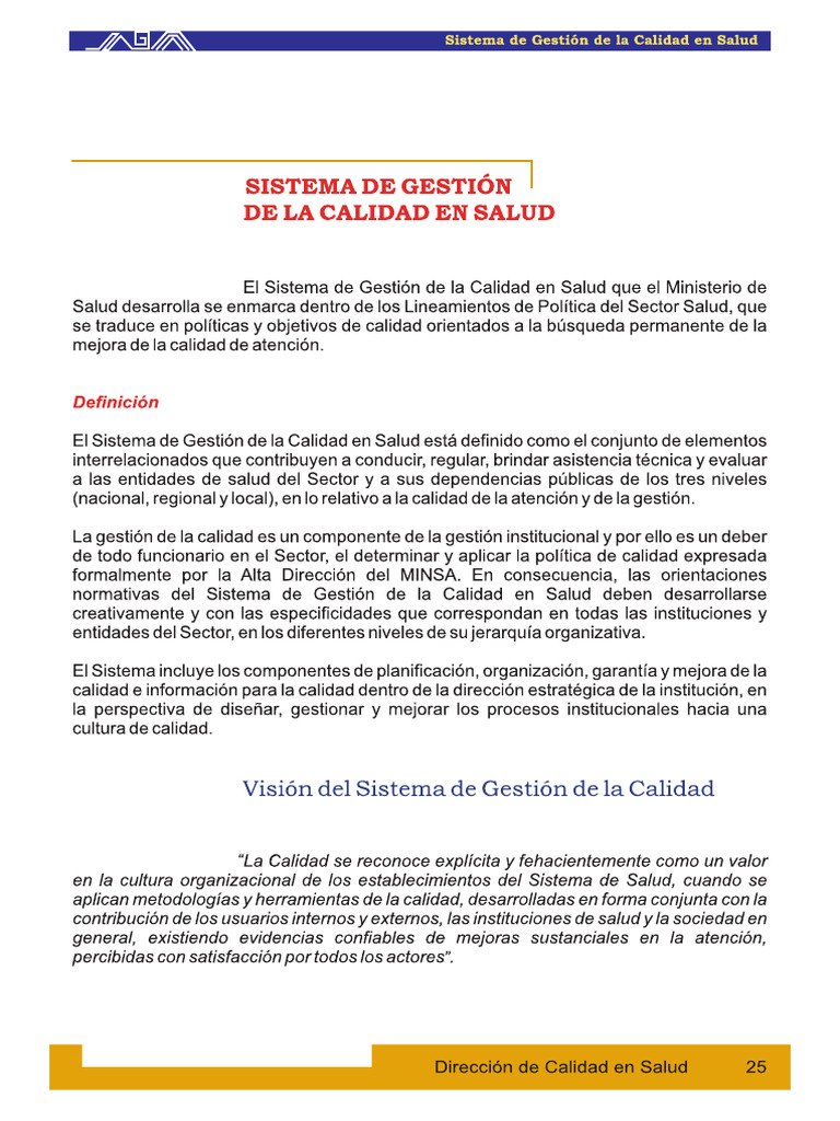Sistema de Gestion de La Calidad en Salud | PDF