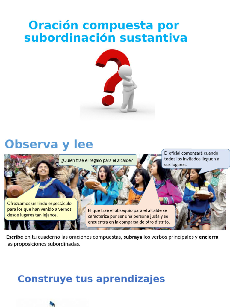 Oración Compuesta Subordinada Sustantiva | PDF | Oración (Lingüística ...