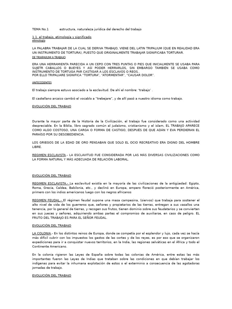Evolución y Concepto del Trabajo Jurídico | PDF | Derecho laboral ...