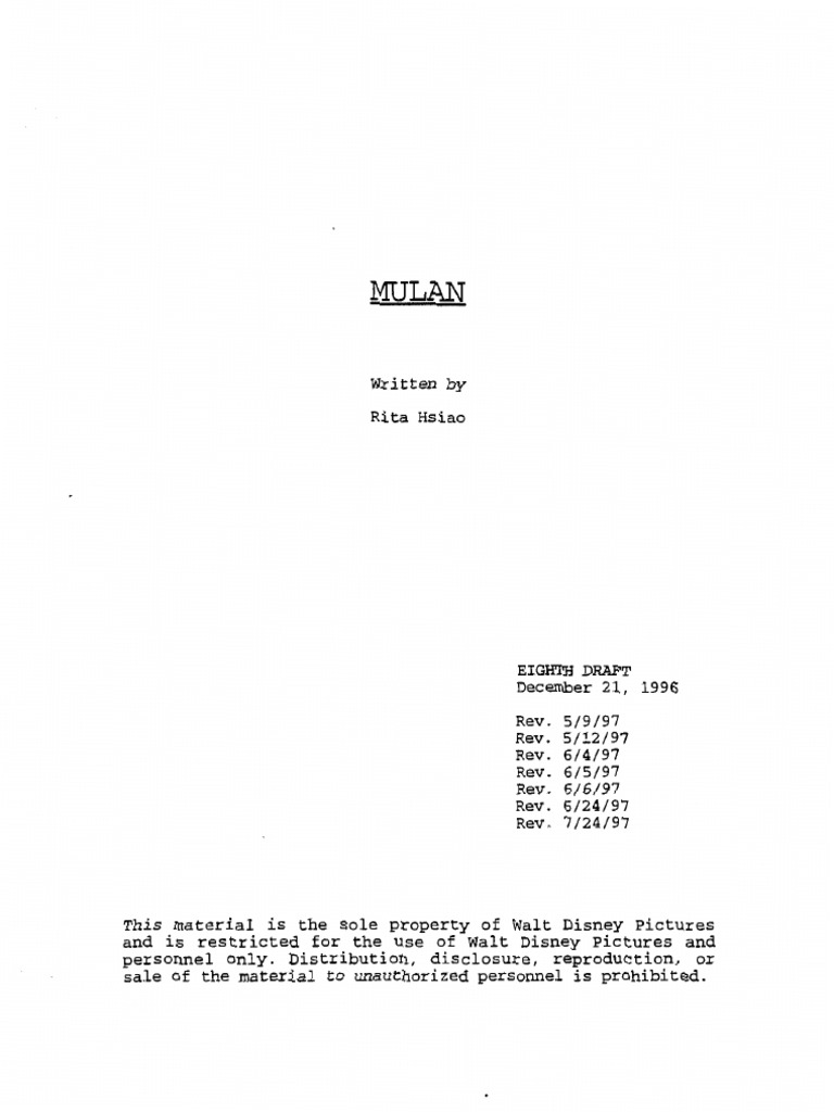 Mulan Script | PDF