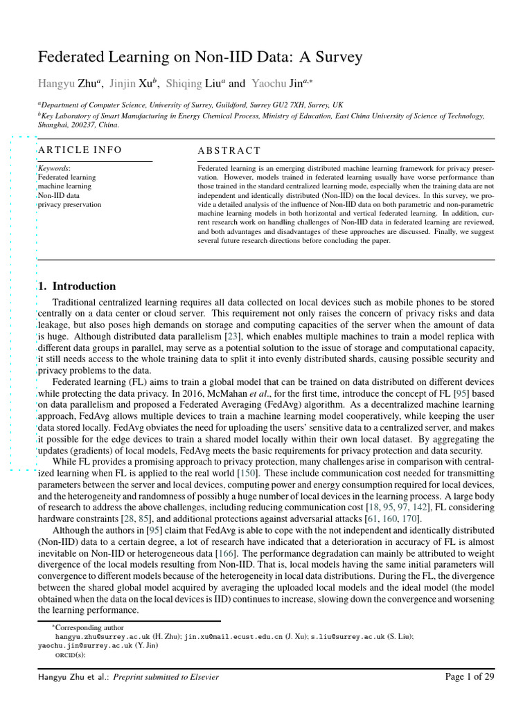 Survey on Federated Learning with Non-IID Data | PDF | Applied ...