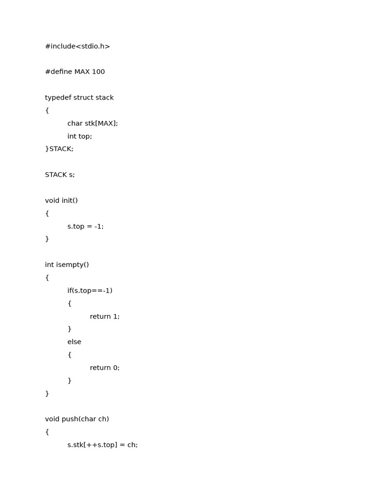 C Program to Reverse a String Using Stack | PDF