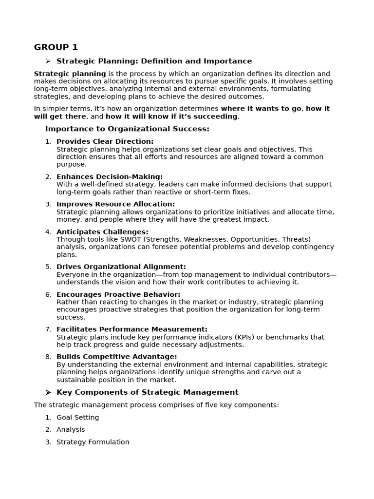 Strategic Planning for Organizational Success | PDF | Strategic ...