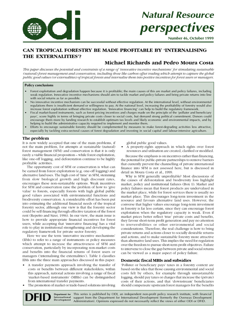 Innovative Incentives for Sustainable Forestry | PDF | Clean ...
