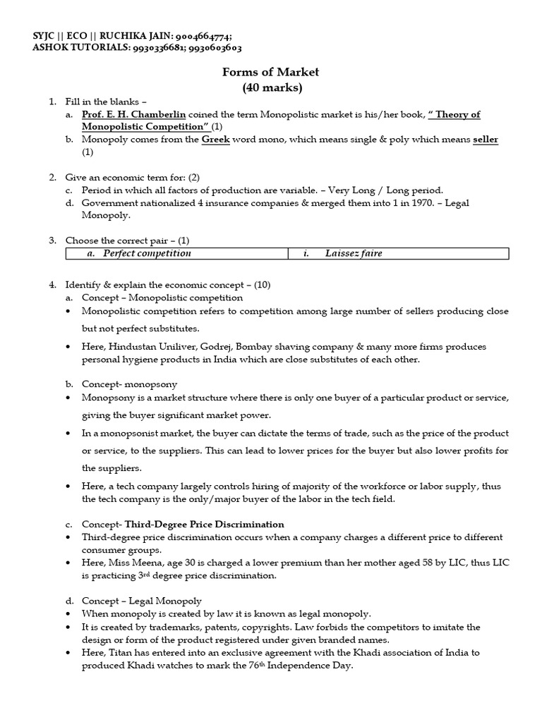 Understanding Market Structures in Economics | PDF | Monopoly | Perfect ...