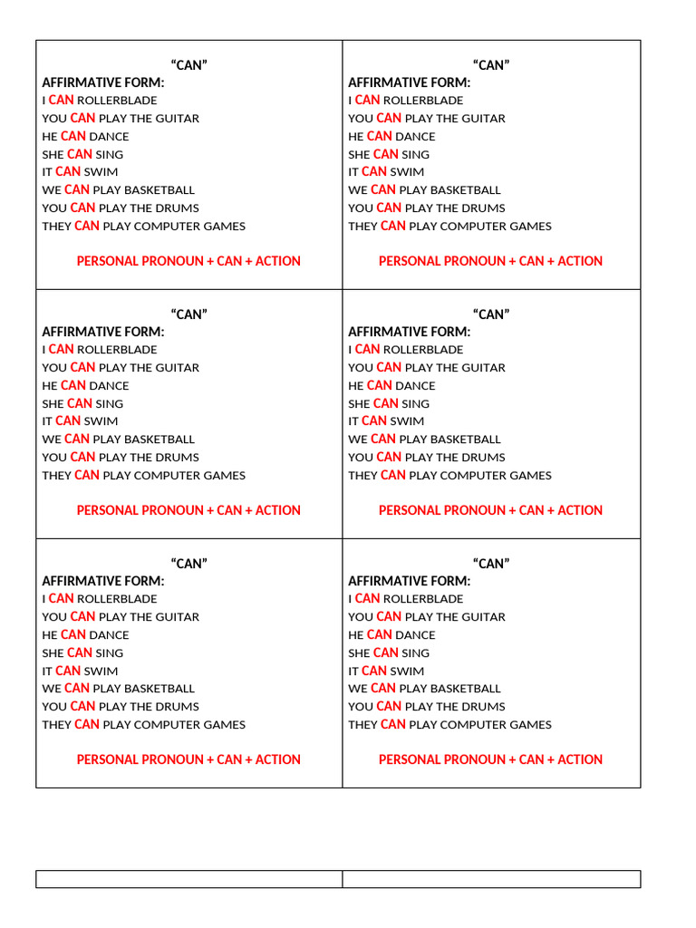 Can Presentetation Affirmative Negative and Interrogative Form | PDF