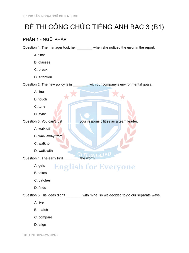 B1 English Exam Practice Questions | PDF | Petroleum