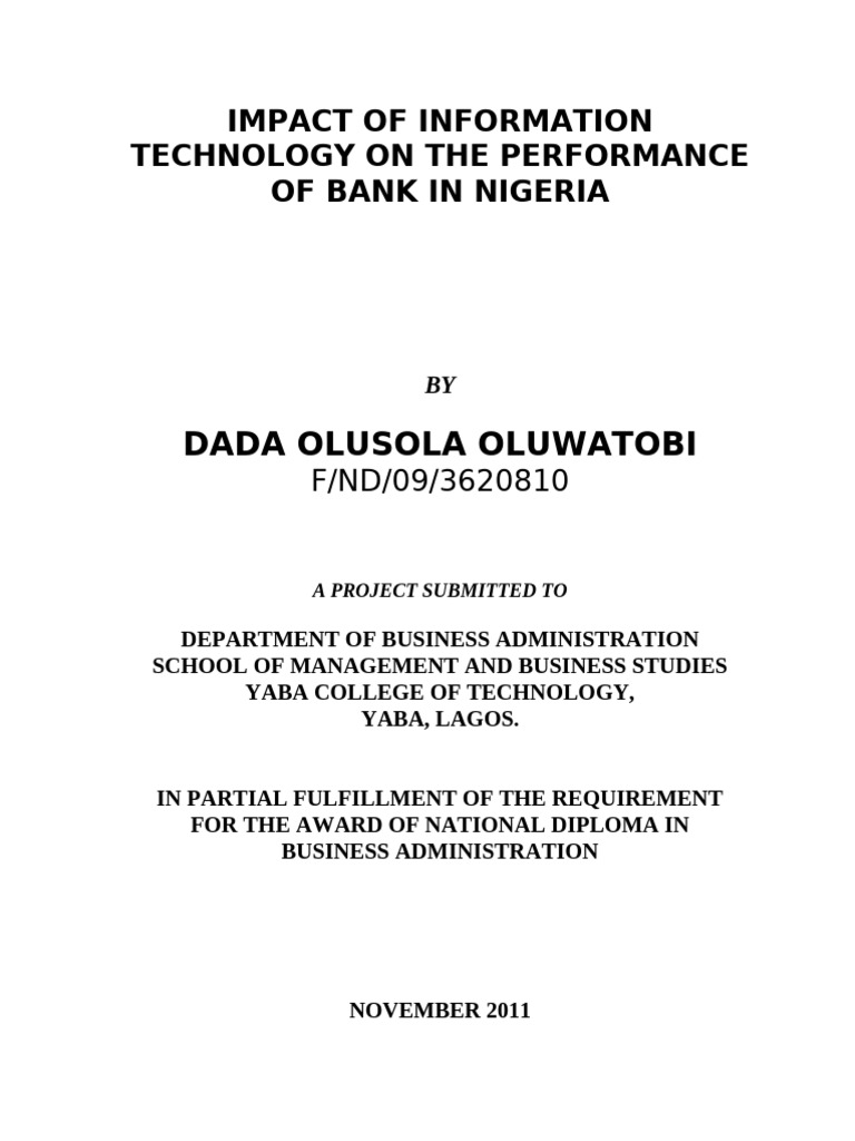 Project Impact of Information Technology On The Performanceg | PDF ...