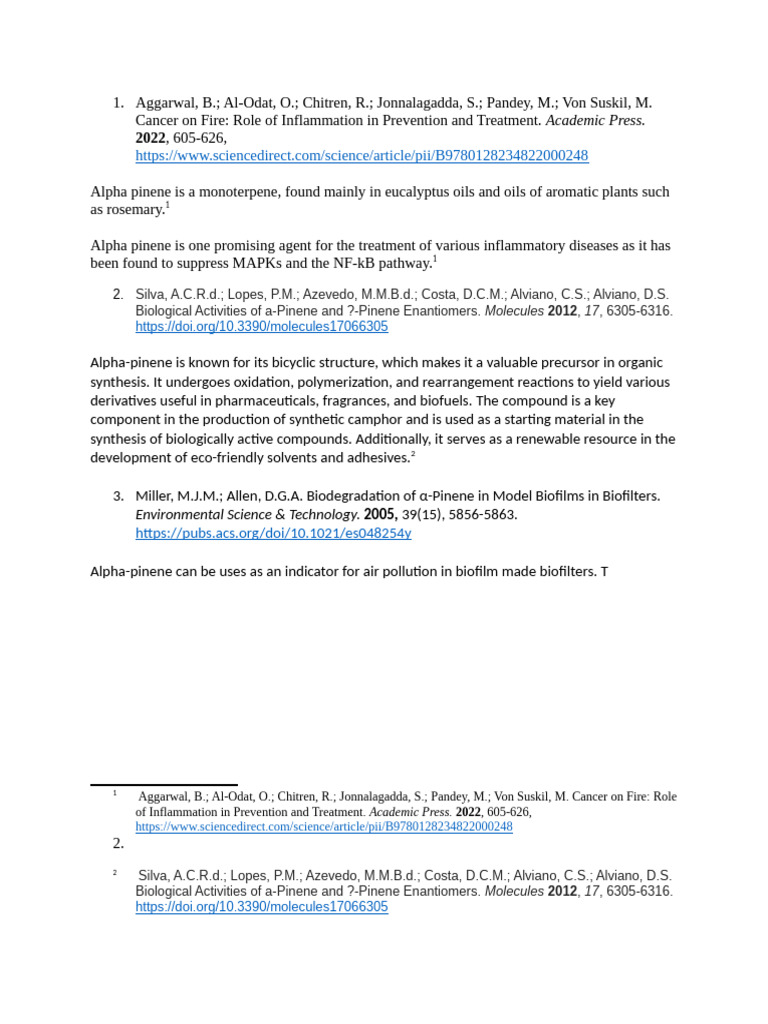 Alpha-Pinene: Benefits and Applications | PDF