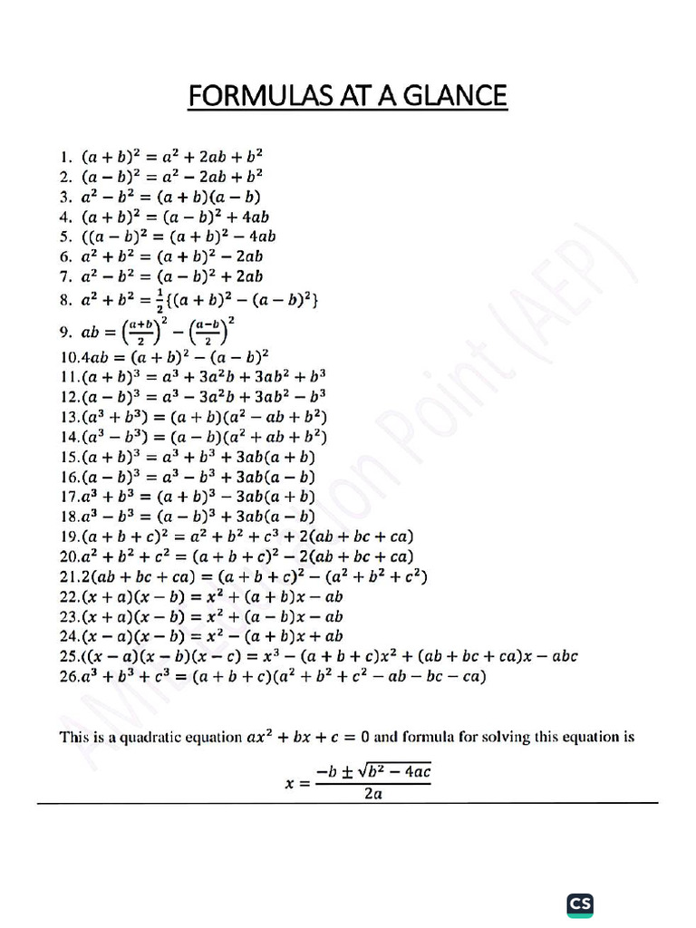 Mathe All Formula | PDF