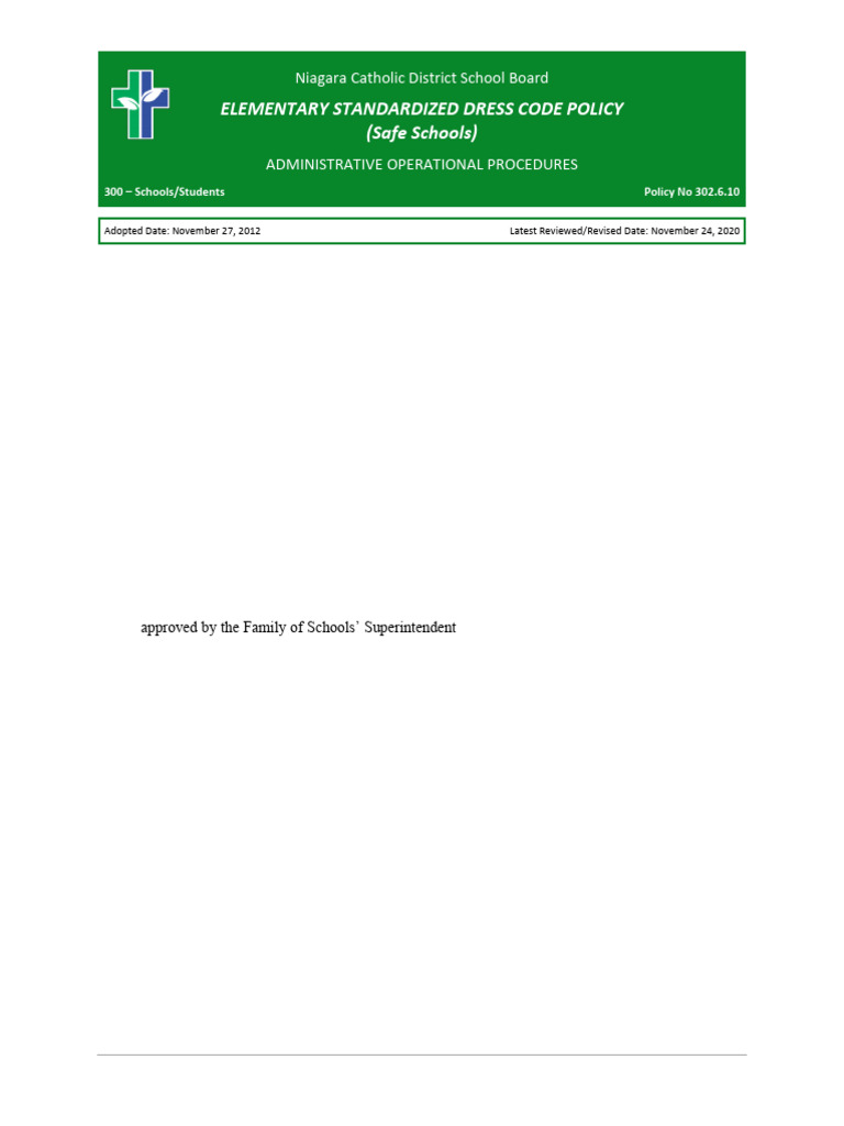 302.6.10 - Elementary Standardized Dress Code Policy AOP | PDF ...
