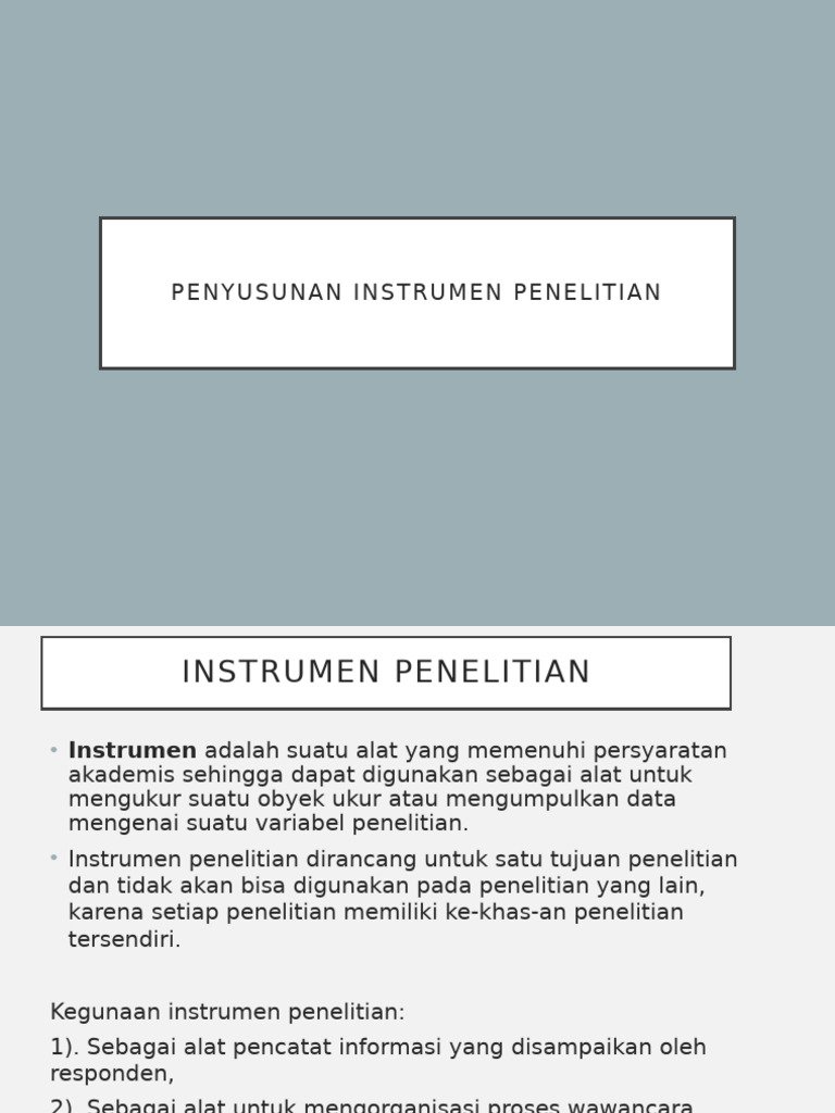 Panduan Penyusunan Instrumen Penelitian | PDF