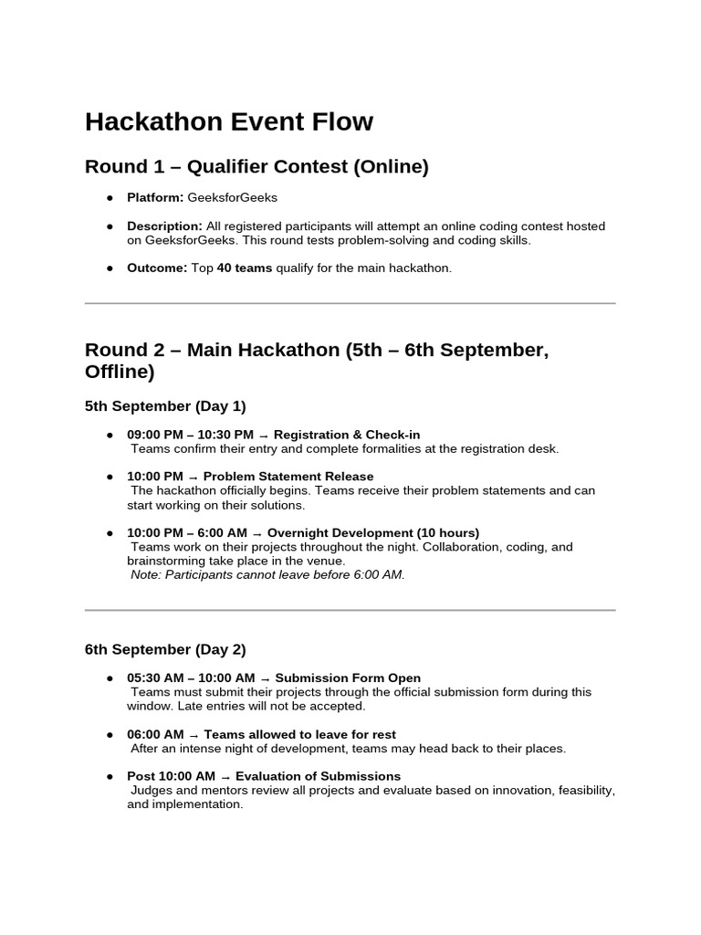 Hackathon Event Schedule and Details | PDF