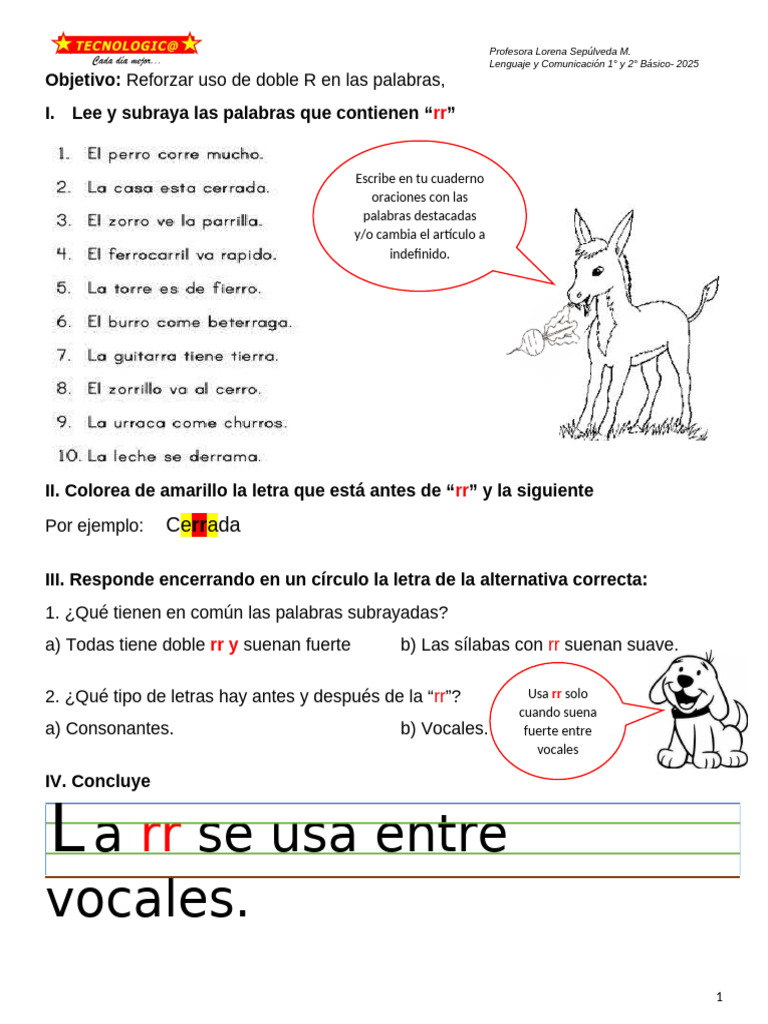 Actividades para aprender la doble R | PDF