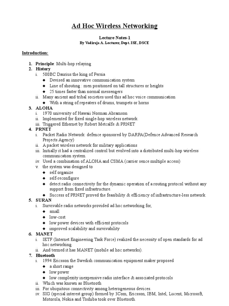 01ad Hoc Intro | PDF | Wireless Ad Hoc Network | Wireless Network