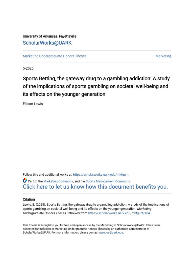 Sports Betting The Gateway Drug To A Gambling Addiction - A Study | PDF ...