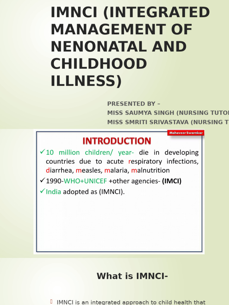 Imnci (Integrated Management of Nenonatal and Childhood | PDF