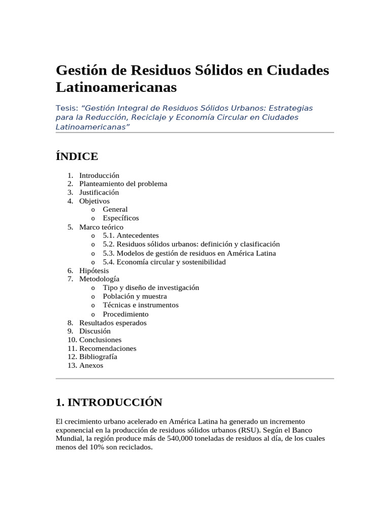 Gestión de Residuos Sólidos en Ciudades Latinoamericanas | PDF ...