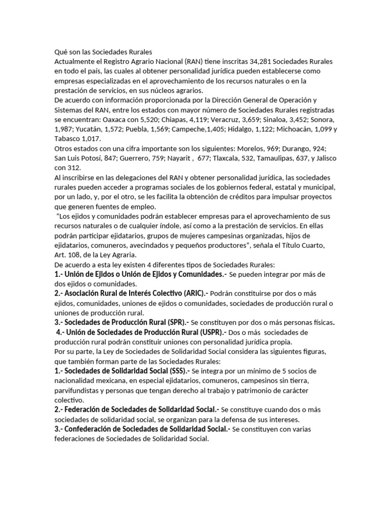 Definición de Sociedades Rurales | PDF | Economias | Business