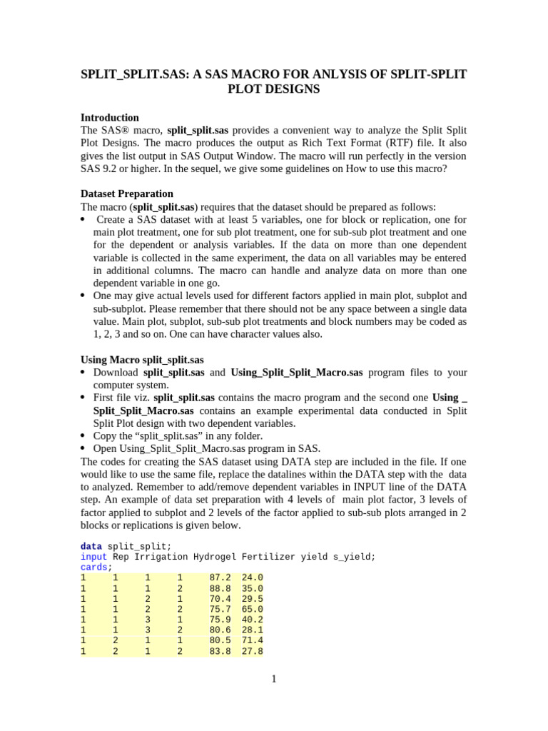 How To Use Split Split - Sas Steps | PDF | Computer File | Sas (Software)
